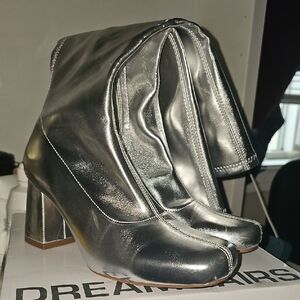 Dream Pairs Women's Metallic Silver Heeled Boots